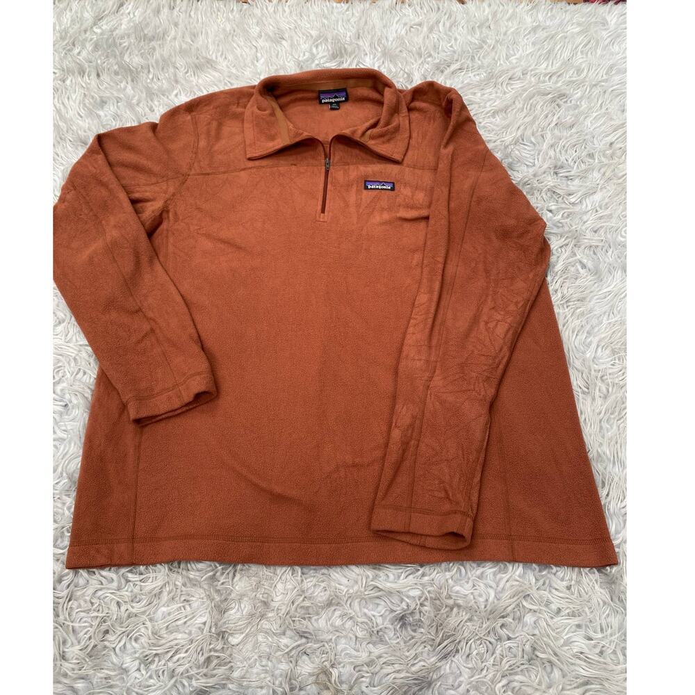 Patagonia Micro D Jacket Fleece Quarter Zip 1/4 Sweater Sz XXL Sisu Brown